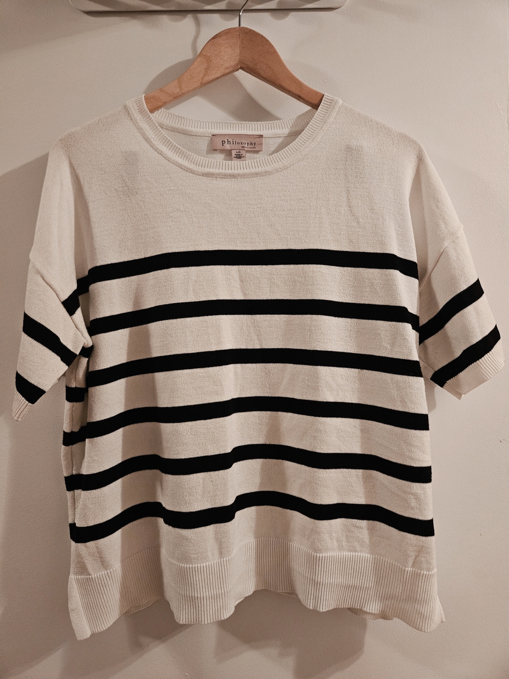 Philosophy striped short sleeve sweater - Cream & Black
